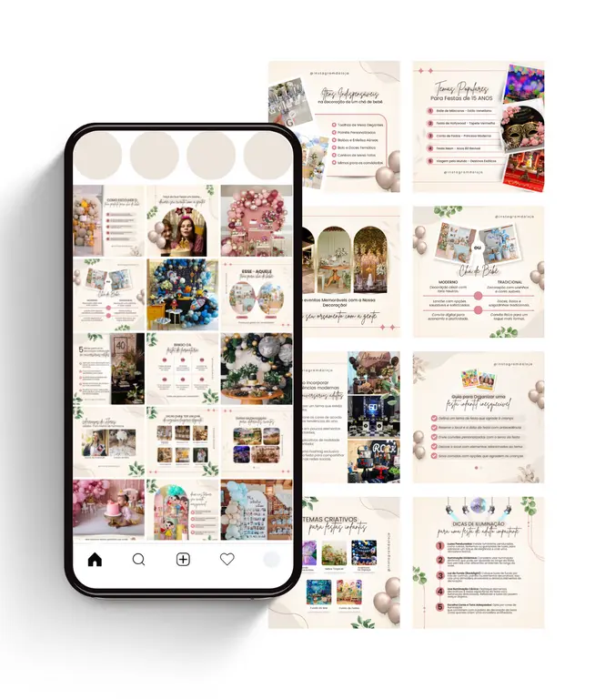 Pack Canva decoradora de festas e eventos posts prontos para Instagram 11