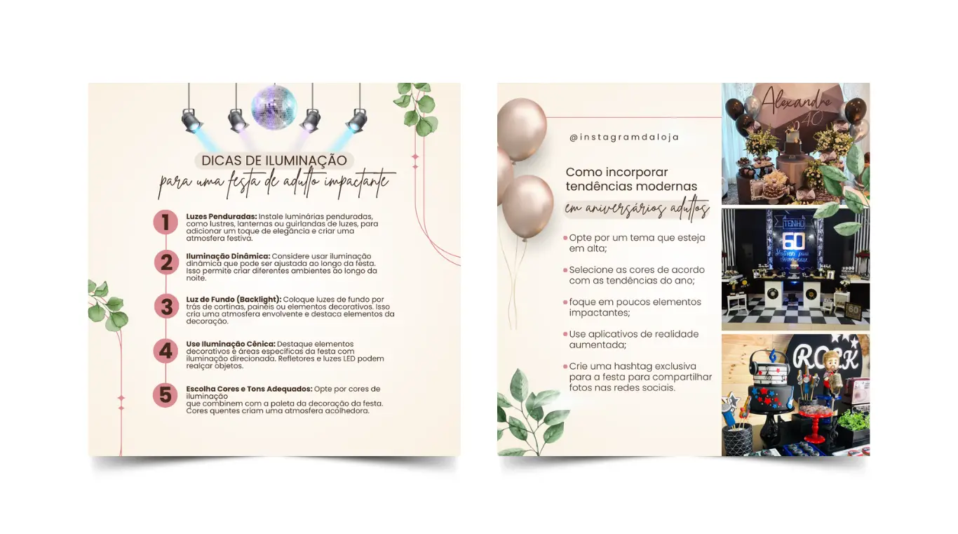 Pack Canva decoradora de festas e eventos posts prontos para Instagram 9