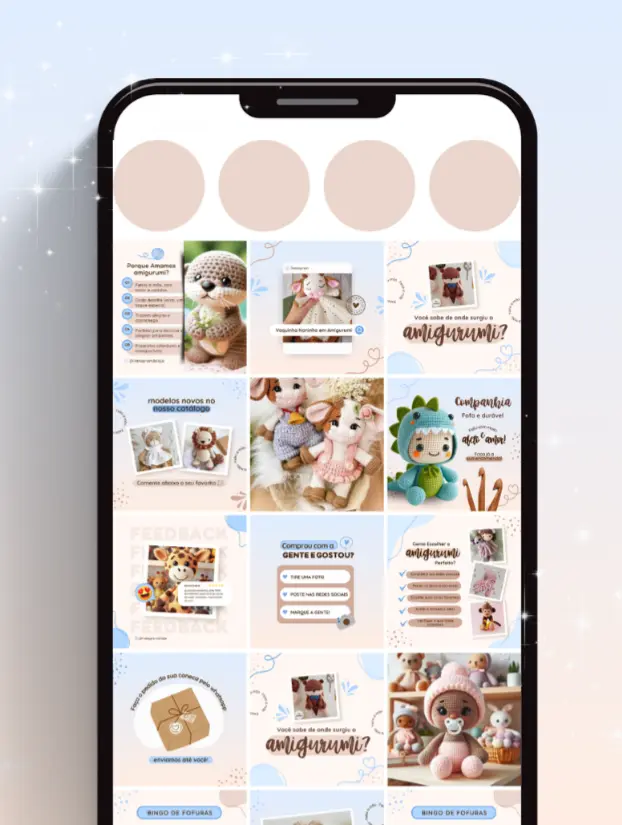 Pack Canva posts artesanato com amigurumi para Instagram 5